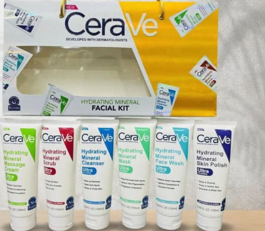 CeraVe 6 In 1 Hydrating Mineral Facial Kit – Deep Cleansing, Hydration &amp; Radiant Glow